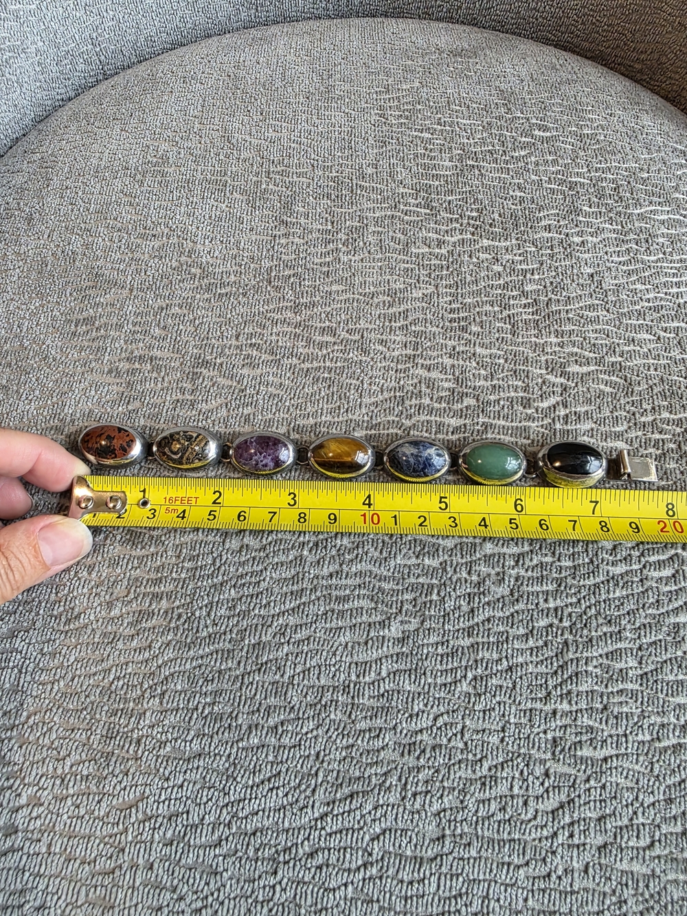 Vintage Sterling Silver Inlay Multi Gemstone Bracelet Taxco Mexico 925 - Picture 6 of 16